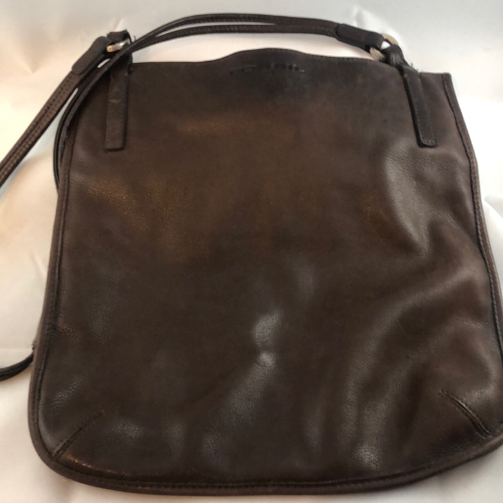 Fossil brown leather shoulder bag